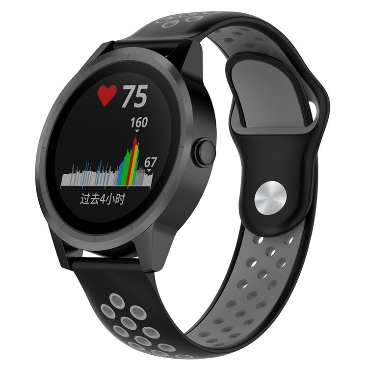 20mm Two-color Silicone Wrist Strap for Garmin Venu/Polar Pacer Pro - Black / Light Grey