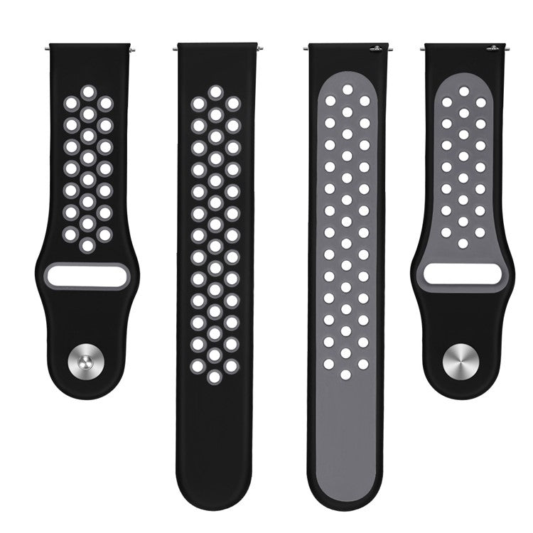 20mm Two-color Silicone Wrist Strap for Garmin Venu/Polar Pacer Pro - Black / Light Grey