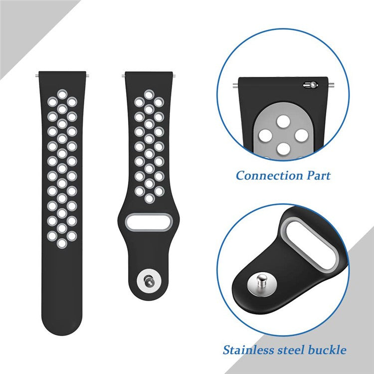 20mm Two-color Silicone Wrist Strap for Garmin Venu/Polar Pacer Pro - Black / Light Grey