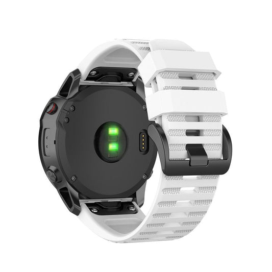 Rubber Smart Watch Band Replacement Strap [26mm Width] for Garmin Fenix 7X/Fenix 6x/5x - White