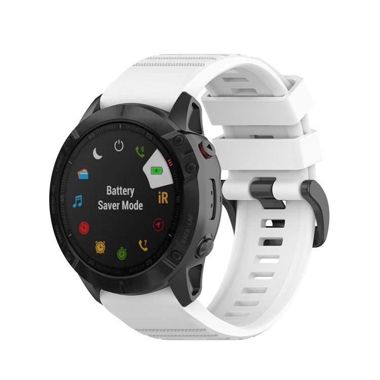 Rubber Smart Watch Band Replacement Strap [26mm Width] for Garmin Fenix 7X/Fenix 6x/5x - White