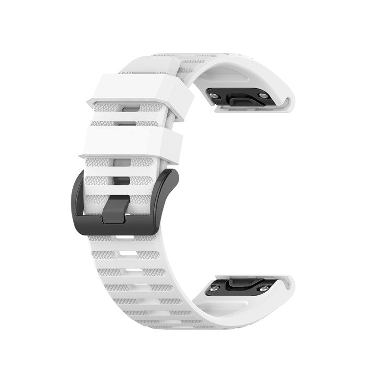 Rubber Smart Watch Band Replacement Strap [26mm Width] for Garmin Fenix 7X/Fenix 6x/5x - White