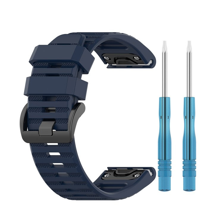 Rubber Smart Watch Band Replacement Strap [26mm Width] for Garmin Fenix 7X/Fenix 6x/5x - Dark Blue