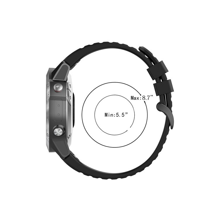 Rubber Smart Watch Replacement Band [22mm Width] for Garmin Fenix 6/5 - Black