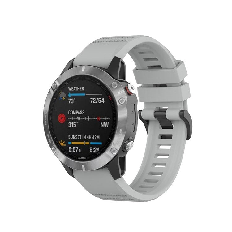 Stylish Silicone Sport Watch Band Adjustable Wrist Strap with Black Buckle for Garmin Fenix 6 Pro 22mm - Grey