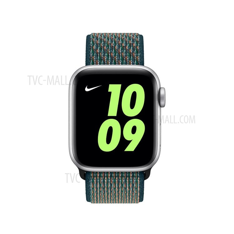 Nylon Weaven Loop Fastener  Smart Bracelet Band for Apple Watch Series 10 46mm / Ultra 2 Ultra 49mm / 9 8 7 45mm / SE (2023) SE (2022) SE 6 5 4 44mm / 3 2 1 42mm - Orange / Green
