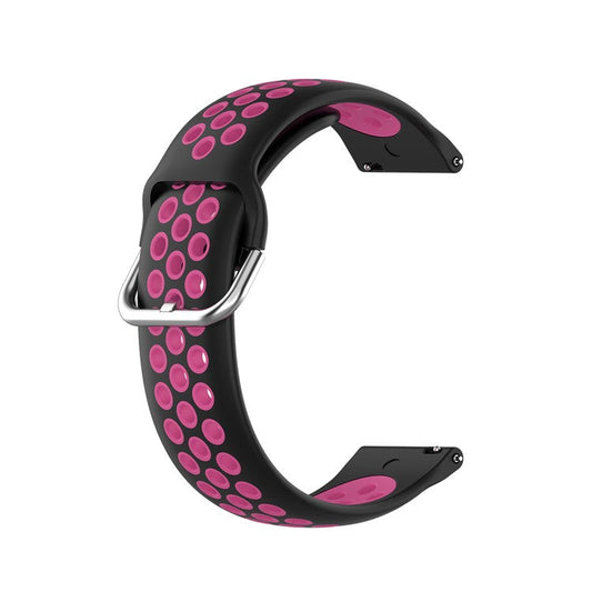 22mm Bi-color Silicone Smart Watch Band for Samsung Galaxy Watch 46mm/Gear S3/Huawei Watch GT 2e/GT 42mm, 46mm/GT 2 46mm - Black/Rose