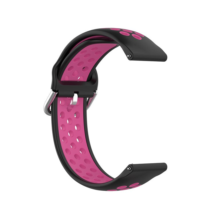 22mm Bi-color Silicone Smart Watch Band for Samsung Galaxy Watch 46mm/Gear S3/Huawei Watch GT 2e/GT 42mm, 46mm/GT 2 46mm - Black/Rose