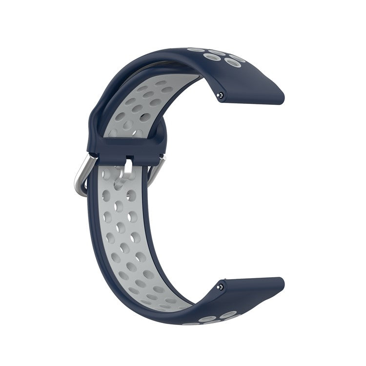 20mm Bi-color Silicone Smart Watch Band for Samsung Galaxy Watch 42mm/Active/Active 2 40mm, 44mm/Gear Sport/S2 Classic/Huawei Watch GT2 42mm/Watch 2/Polar Pacer Pro - Dark Blue/Grey