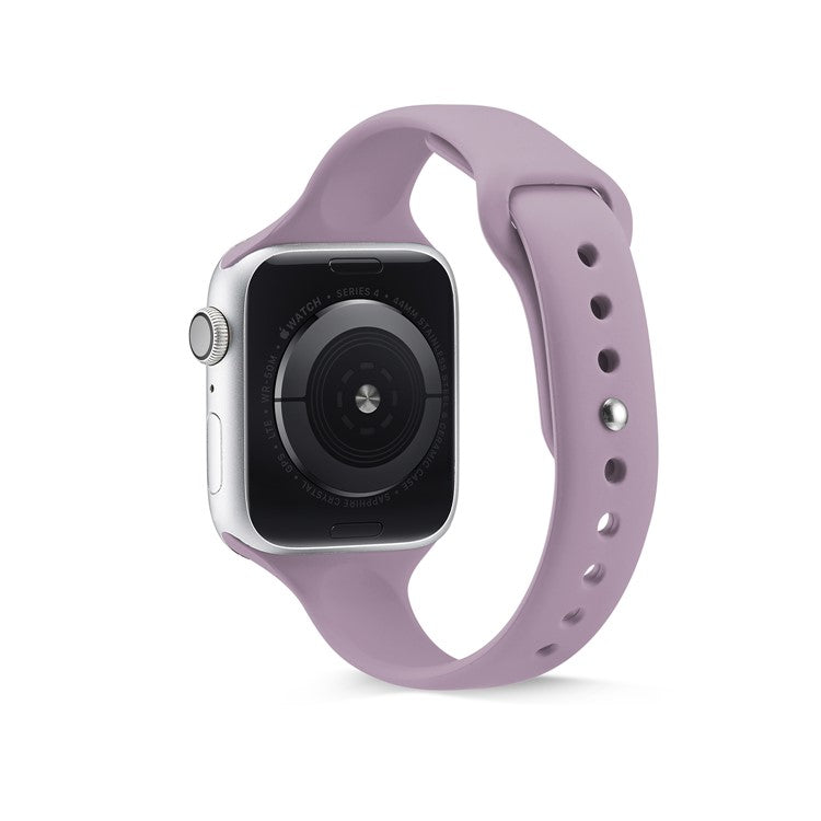 Thin Narrow Silicone Watch Band for Apple Watch Series 8 45mm / Ultra 49mm / Ultra 2 49mm / Series 9 45mm / SE (2023) 44mm / 7 45mm / Series 3 / 2 / 1 42mm / Series 6 / 5 / 4 / SE / SE (2022) 44mm - Dark Purple