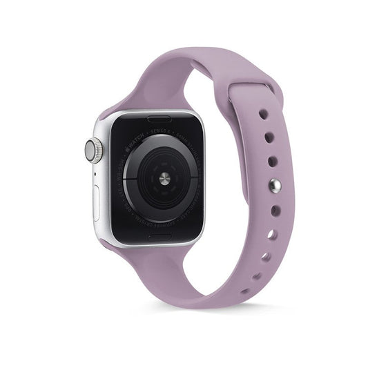 Thin Narrow Silicone Watch Band for Apple Watch Series 8 45mm / Ultra 49mm / Ultra 2 49mm / Series 9 45mm / SE (2023) 44mm / 7 45mm / Series 3 / 2 / 1 42mm / Series 6 / 5 / 4 / SE / SE (2022) 44mm - Dark Purple