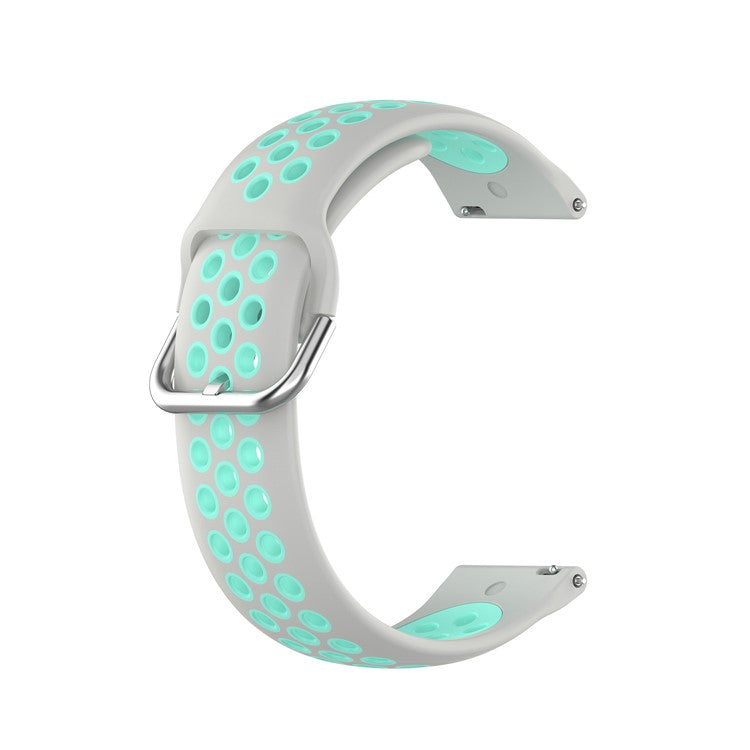 20mm Dual Color Silicone Smart Watch Strap for Huami Amazfit Youth Edition/Huawei GT2 42MM - Grey/Cyan