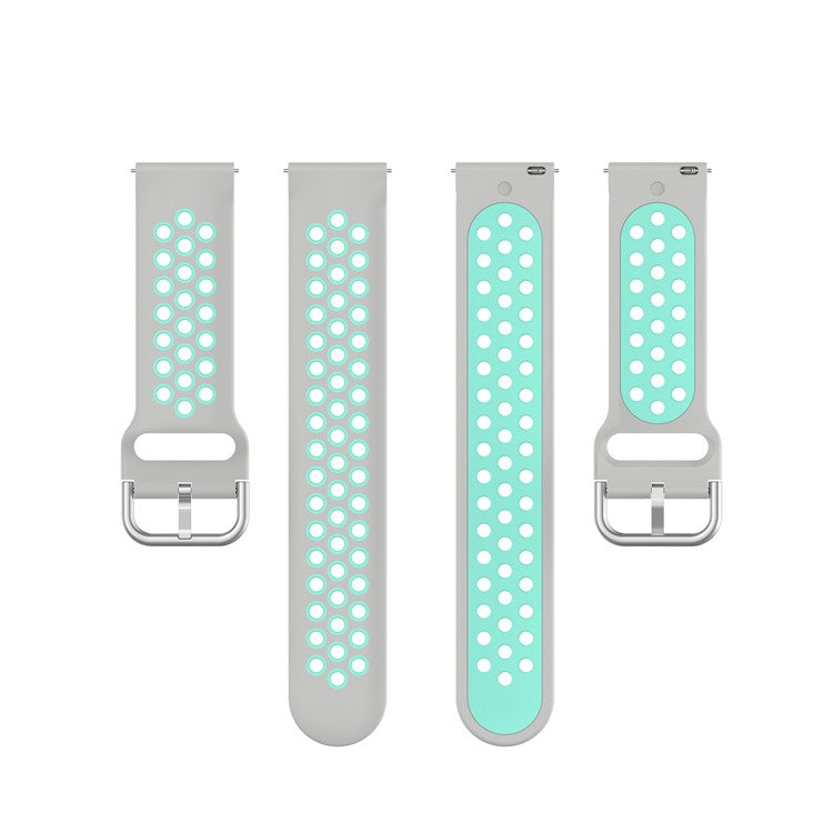 20mm Dual Color Silicone Smart Watch Strap for Huami Amazfit Youth Edition/Huawei GT2 42MM - Grey/Cyan