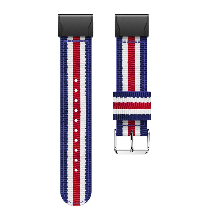 Nylon Watch Wrist Strap Replacement for Garmin Fenix 5X - Blue / White / Red / White / Blue