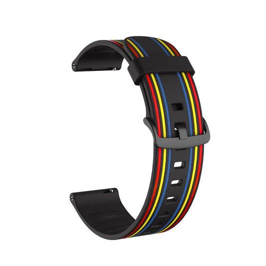 22mm Twill Color-blocking Silicone Strap for Samsung Gear S3/Galaxy Watch 46mm/Huawei GT2 46mm/Huami Amazfit Watch 1/2/GTR 47mm - Black/Colorful