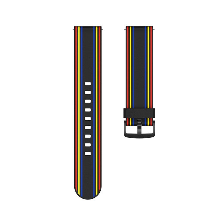 22mm Twill Color-blocking Silicone Strap for Samsung Gear S3/Galaxy Watch 46mm/Huawei GT2 46mm/Huami Amazfit Watch 1/2/GTR 47mm - Black/Colorful