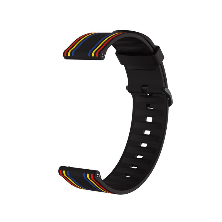 22mm Twill Color-blocking Silicone Strap for Samsung Gear S3/Galaxy Watch 46mm/Huawei GT2 46mm/Huami Amazfit Watch 1/2/GTR 47mm - Black/Colorful