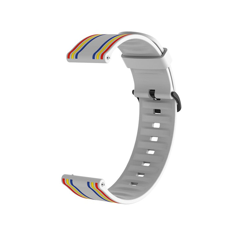 20mm Twill Color-blocking Silicone Band for Samsung Galaxy Watch Active1/2/Watch 42mm/Gear Sport/Huami Amazfit GTR 42mm/Bip GTS/Garmin Vivoactive 3/Move HR/Huawei Watch GT2 42mm - Grey/Colorful