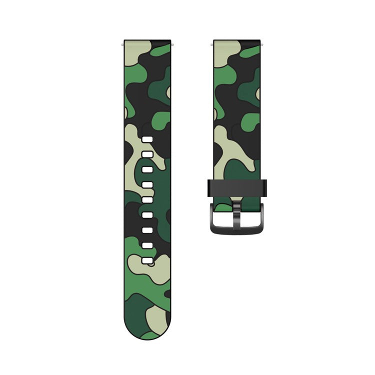 22mm Camouflage Skin Flexible Silicone Watch Band for Samsung Gear S3/Galaxy Watch 46mm/Huawei GT2 46mm/Huami Amazfit Watch 1/2/GTR 47mm - Army Green