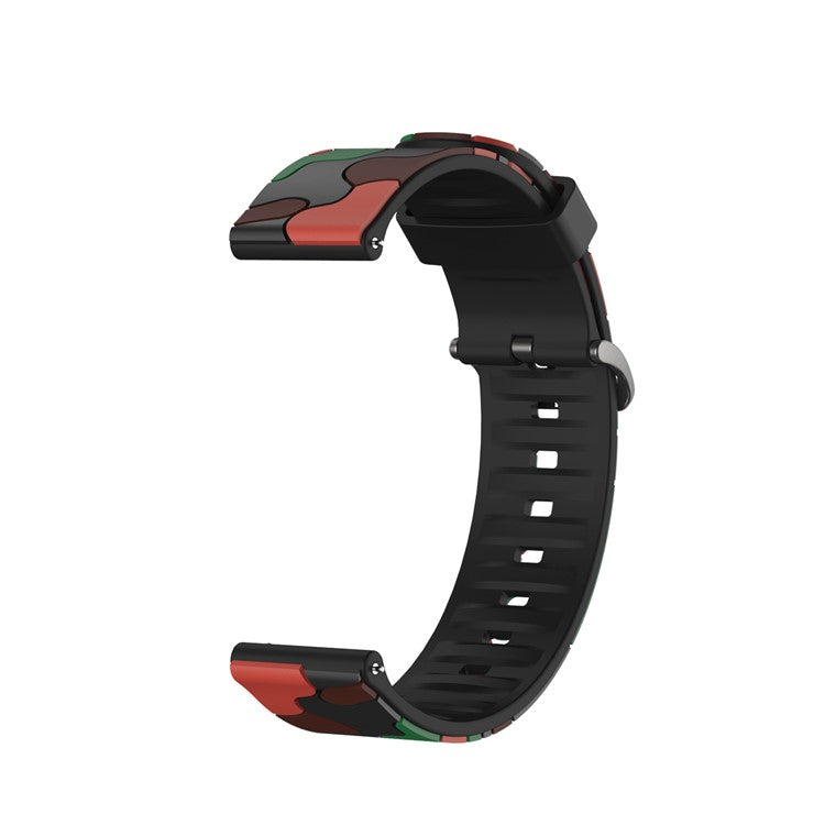 20mm Camouflage Skin Silicone Watch Band for Samsung Galaxy Watch Active1/2/Watch 42mm/Gear Sport/Huami Amazfit GTR 42mm/Bip GTS/Garmin Vivoactive 3/Move HR/Huawei Watch GT2 42mm - Red