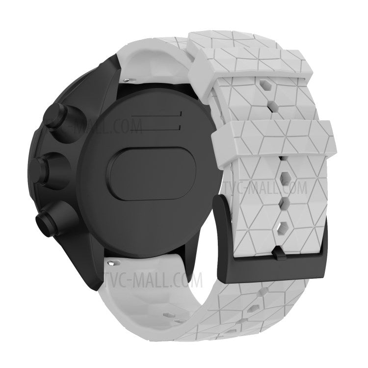 24mm Rhombic Grain Silicone Smart Watch Replacement Strap for Suunto 7/9/9 Baro/D5 - White