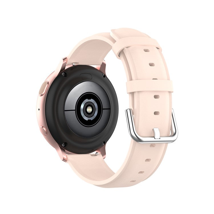 20mm Genuine Leather Smart Watch Band Replacement for Samsung Galaxy Watch Active2/Huawei Watch GT 3 42mm - Pink