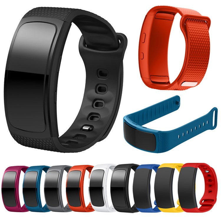 Flexible Silicone Watch Band for Samsung Gear Fit2, Large - Black
