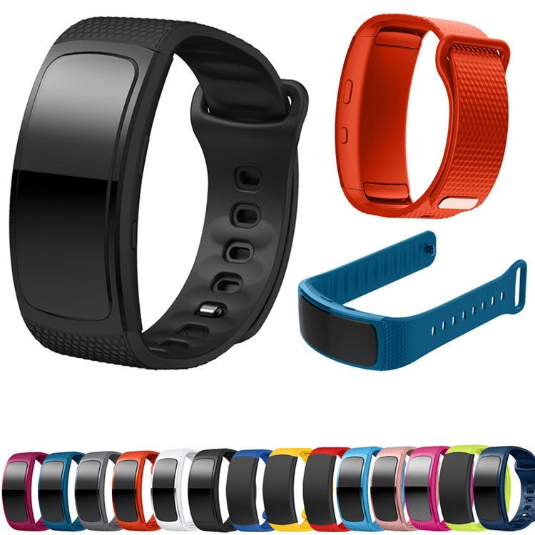 Flexible Silicone Watch Band for Samsung Gear Fit2, Large - Black