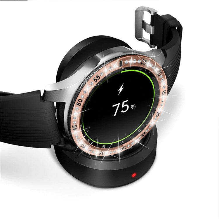 Rhinestone Decor Index Ring Stainless Steel Watch Bezel Ring for Samsung Galaxy Watch 46mm - Rose Gold