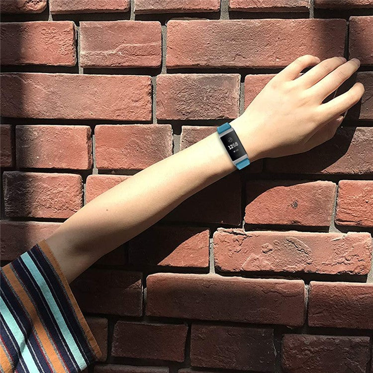 For Fitbit Charge 4/3 Watch Strap Genuine Leather Smart Watch Band Replacement - Blue