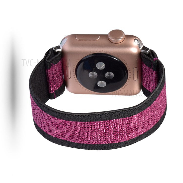 Color Matching Nylon Watch Band for Apple Watch Series 8 45mm / Ultra 49mm / Ultra 2 49mm / Series 9 45mm / SE (2023) 44mm / 7 45mm / Series 6 / SE / SE (2022) 44m / 5 / 4 44mm / Series 3 2 1 Watch 42mm - Black / Rose
