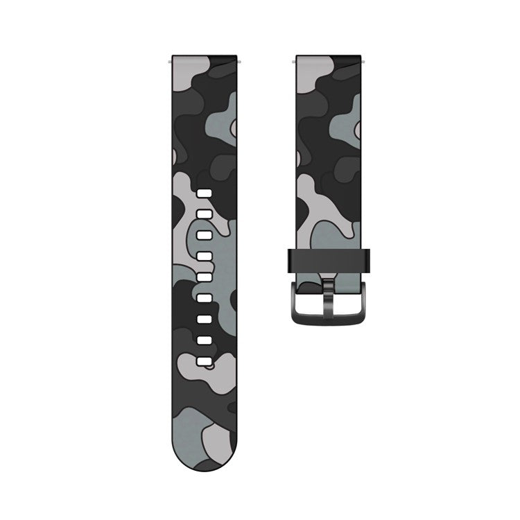 22mm Camouflage with Black Buckle Silicone Watch Band for Huawei Watch GT 2 46mm/GT/GT 2e - Black