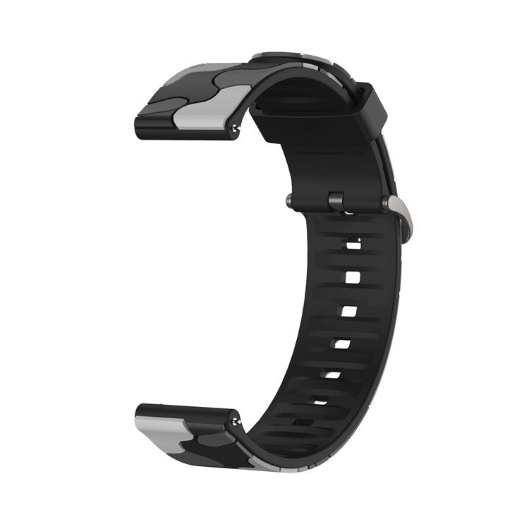 22mm Camouflage with Black Buckle Silicone Watch Band for Huawei Watch GT 2 46mm/GT/GT 2e - Black