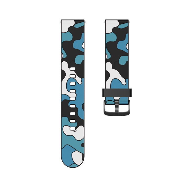 22mm Camouflage with Black Buckle Silicone Watch Band for Huawei Watch GT 2 46mm/GT/GT 2e - Blue