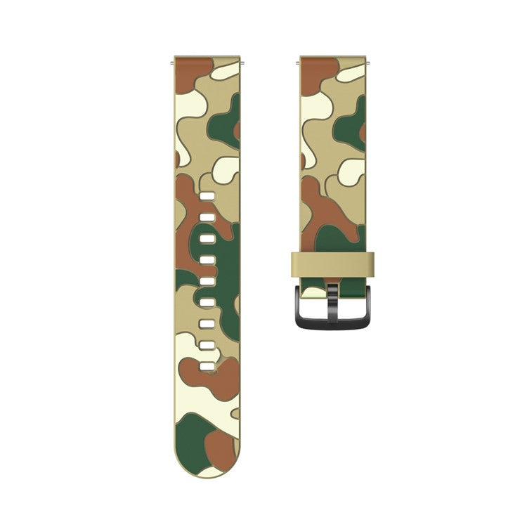22mm Camouflage with Black Buckle Silicone Watch Band for Huawei Watch GT 2 46mm/GT/GT 2e - Khaki
