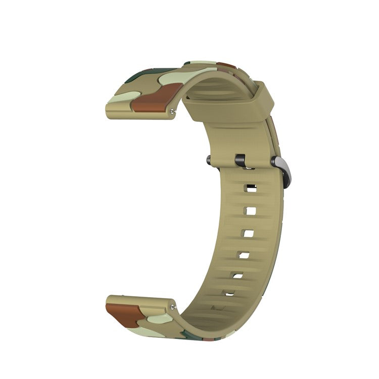 22mm Camouflage with Black Buckle Silicone Watch Band for Huawei Watch GT 2 46mm/GT/GT 2e - Khaki