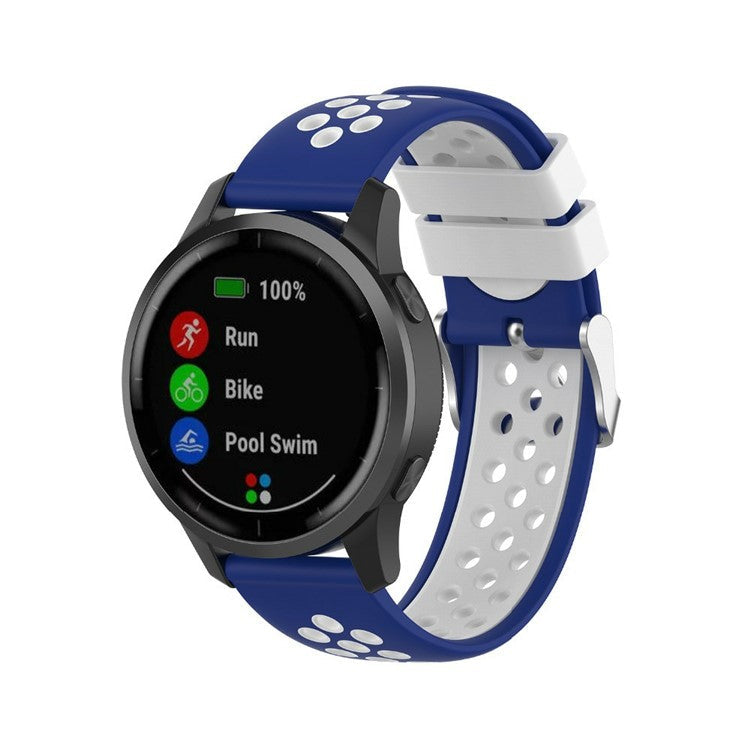 22mm Bi-color Silicone Watch Band for Samsung S3/S4/Galaxy Watch 46mm - Blue/White