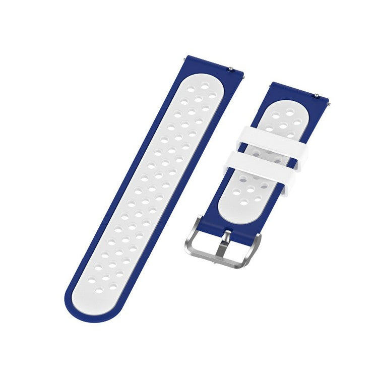 22mm Bi-color Silicone Watch Band for Samsung S3/S4/Galaxy Watch 46mm - Blue/White