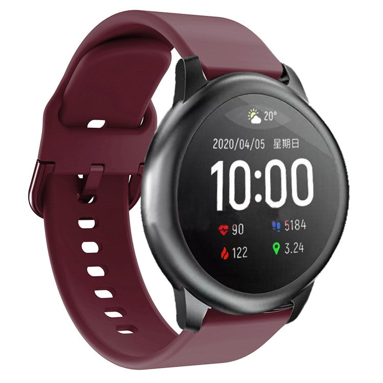Silicone Smart Watch Band Replacement for Xiaomi Haylou Solar - Wine Red