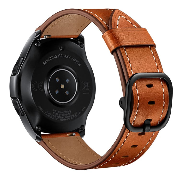 22mm Cowhide Leather (DS Style) Watch Strap for Samsung Galaxy Watch3 45mm / Galaxy Watch 46mm - Brown