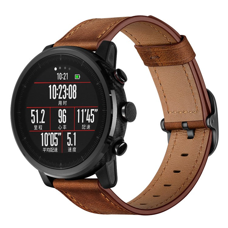 22mm Cowhide Leather Watch Band (DS Style) for Huami Amazfit 1/2S - Coffee