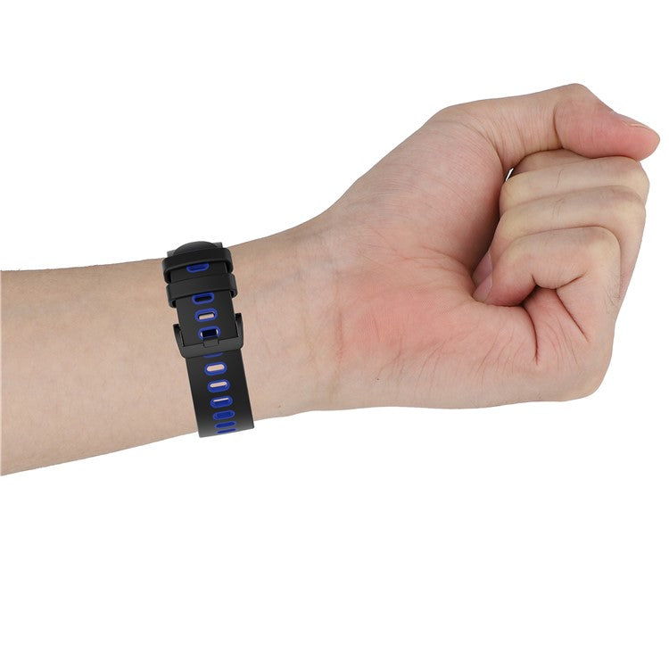 Bi-color Watch Band Silicone Watch Strap for Garmin Fenix 6S/Fenix 5S - Black/Blue