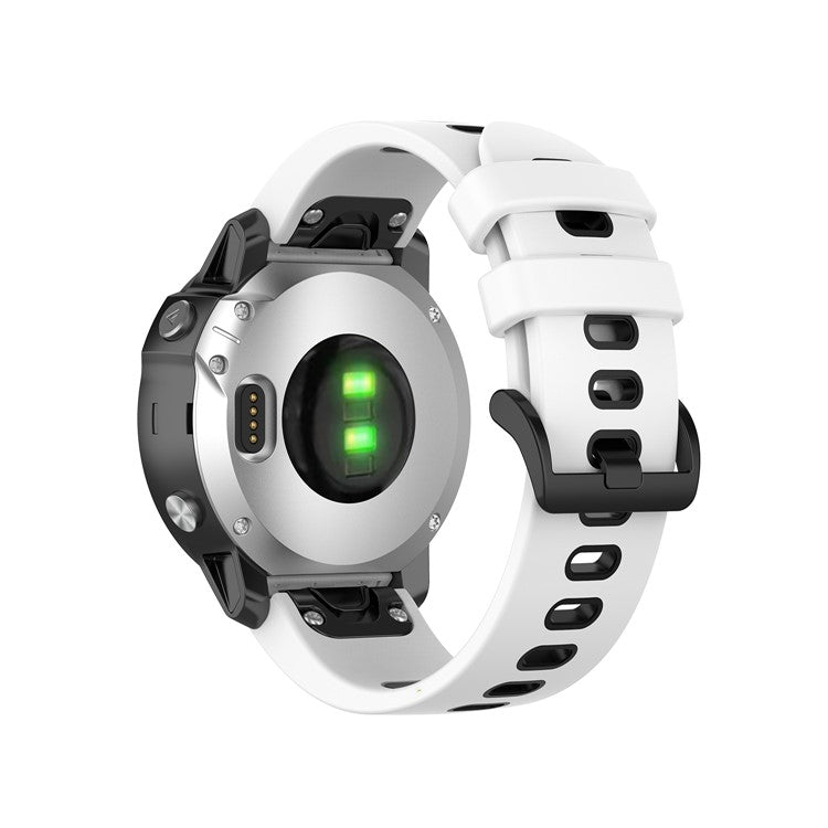 Bi-color Watch Band Silicone Watch Strap for Garmin Fenix 6S/Fenix 5S - White/Black