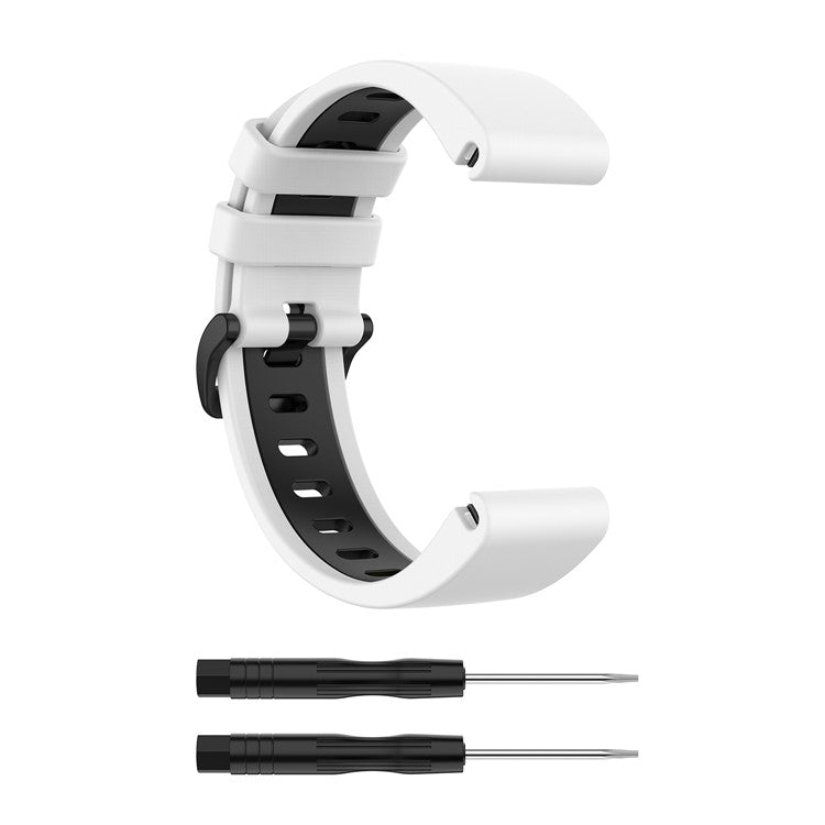 Bi-color Watch Band Silicone Watch Strap for Garmin Fenix 6S/Fenix 5S - White/Black
