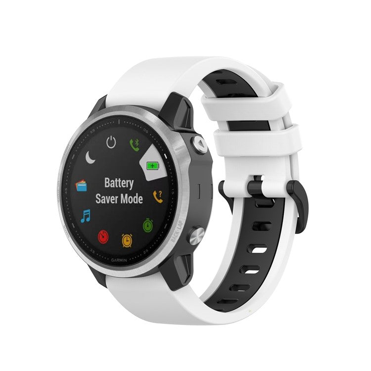 Bi-color Watch Band Silicone Watch Strap for Garmin Fenix 6S/Fenix 5S - White/Black
