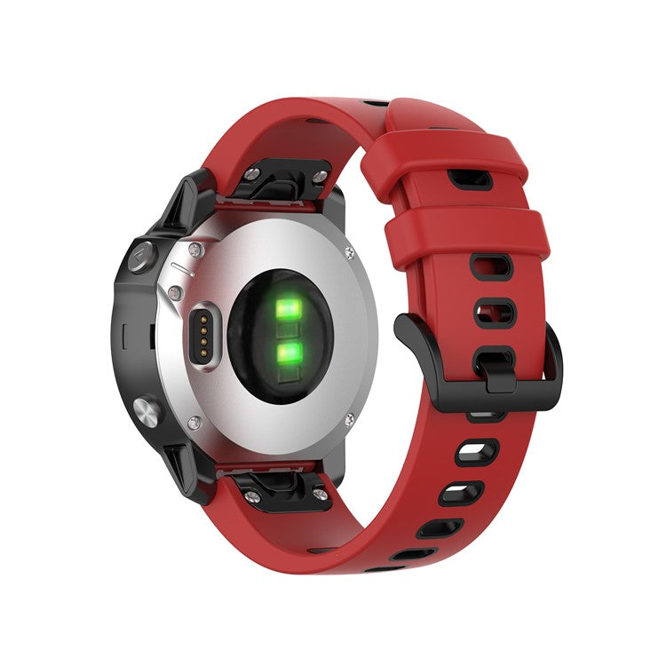Bi-color Watch Band Silicone Watch Strap for Garmin Fenix 6S/Fenix 5S - Red/Black