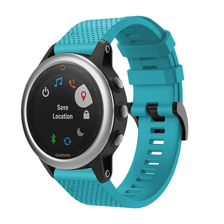 With Black Triangle Buckle Silicone Watch Strap for Garmin Fenix 5S - Baby Blue