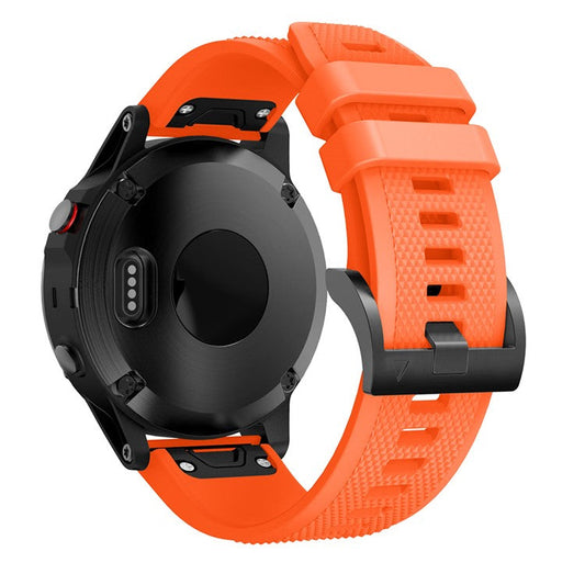 For Garmin Fenix 5 Silicone Watch Band 22mm Adjustable Smart Watch Strap with Black Buckle - Orange
