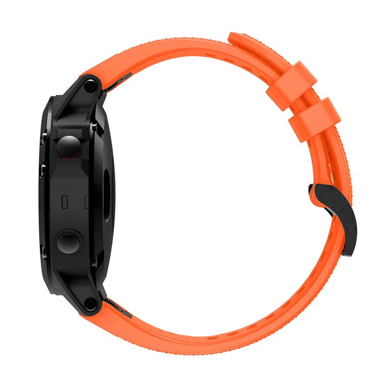 For Garmin Fenix 5 Silicone Watch Band 22mm Adjustable Smart Watch Strap with Black Buckle - Orange