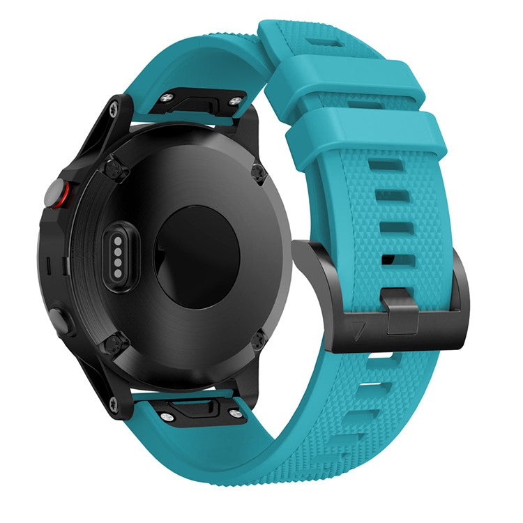 For Garmin Fenix 5 Silicone Watch Band 22mm Adjustable Smart Watch Strap with Black Buckle - Baby Blue
